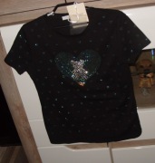 T-shirt _bluzeczka z MISIEM _SERCE_ cyrkonie r. L/XL