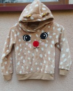 bluza polarek  świąteczna sarenka z kapturem 122  128  kappahl