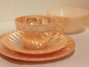 **DUŻY komplet filiżanka miseczka Fire King USA 1945+