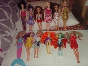Lalki typu Barbie - 12 sztuk, w ubrankach, jedna grająca
