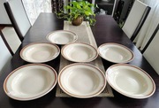 Komplet 7 talerzy głębokich z porcelitu Włocławek. PRL.