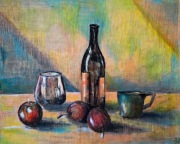 Obraz autorski " Martwa natura z butelką "