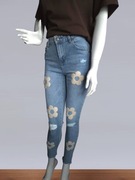 Jeansy Damskie Premium Denim Push up, kwiatowe aplikacje XS - XL