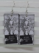 Kolczyki Cruella De Vile De Mon decoupage grafika prostokąty film Handmade