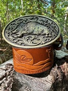 Pasek Męski Skóra ekologiczna Kowbojski Myślistwo Klamra Dzik Brąz Brown