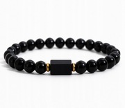 Czarny Turmalin Bransoletka z Turmalinu Obsydianu Kamień RAW 17-19cm