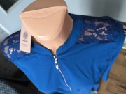 Moyabo koszula tunika damska L niebieska zamek koronka