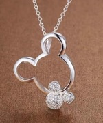 Łańcuszek z wisiorkiem myszka z cyrkoniami srebro S925 + pudełko 