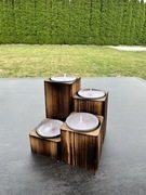 Drewniany świecznik na 4 tealighty - handmade, loft/rustykalny styl