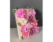 Obraz Kwiaty w drewnianej ramce Dla Mamy Rękodzieło Dekoracja