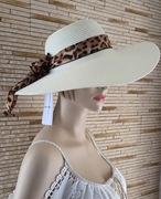 Kapelusz damski miejski letni elegancki kolor ekrii regulowany