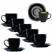 zestaw czarnych filiżanek ze spodkami  aida czarne 12 elementów