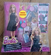 Lalka Barbie Studio brokatowe + torebka