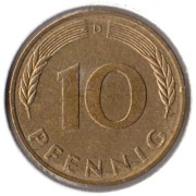 NIEMCY 10 pfennig 1992 D, KM# 108, XF