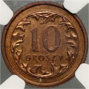 123. 10 groszy 2006 Próba Technologiczna Brąz NGC MS62 Bardzo Rzadkie