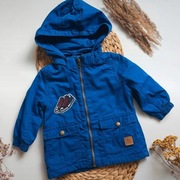 Kurtka kurteczka niebieska z kapturem 80 ocieplana polarem na zamek jesień
