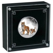 Lunar 3 tiger 1oz kolor box pudełko cert Ag999