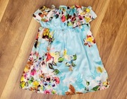 kolorowa bluzka tunika falbanka kwiaty Rozmiar M/38