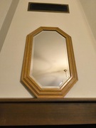 Lustro ośmiokątne dębowe fazowane vintage retro lata 80