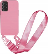 Etui na telefon Samsung Galaxy A 53 5G różowe sylikonowe z taśmą  