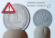 1 ZŁOTY 1992 MONETA [nr 170] SKRĘTKA - KĄT SKRĘCENIA  325° (+/-1°)