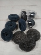 Zestaw do mycia naczyń gąbki druciaki pojemnik na płyn 8 sztuk