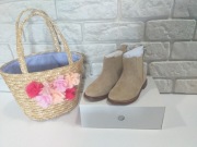 Buty botki zamszowe sztyblety skóra H&M roz 27