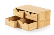 Bambusowa mini komoda - organizer na biurko, 4 szuflady, wymiary 33x16x19cm