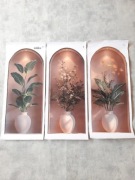 Nowoczesna Dekoracja Ścienna Zestaw 3szt Samoprzylepna MAT Loft rośliny