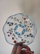 Talerzyk szklany patera ręcznie malowane kwiaty vintage 