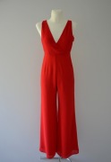 Reformation Darcy Jumpsuit Cherry czerwony kombinezon open back 34 XS