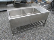 ZLEW BASEN GASTRONOMICZNY 2 KOMOROWY Z PÓŁKĄ 160/70/85 Komora 60x60