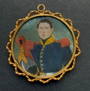 Portret z XIX wieku w srebrnej, złoconej ramce