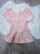 bluzka letnia, rozm. M, baskinka, odkryte plecy, morelowa, vintage, kobieca