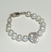 Bransoletka Perły naturalne barokowe "rybi ogon"