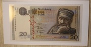 20 zł 2018 100 LAT NIEPODLEGŁOŚĆ - ZŁOTY NUMER RP0009966 UNC + 2 FOLDERY