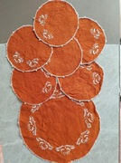 Serwetki lniane terakota komplet podkładki ozdoby haftowane Dekoracja Boho