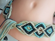 Pasek pleciony sznurek boho vintage  obwód 82 cm szer 6 cm