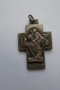 Krzyż miedziany.Jezus,,Maryja,Józef-Módl się za nami.Italia.Św.Krzysztof