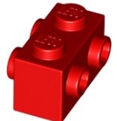 LEGO BRICK 1X2 W. 4 KNOBS RED 4569056/52107