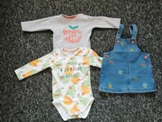 Zestaw 2 x body z długim rękawem + sukienka roz 68