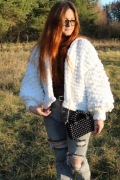 Swetr Nowy Kardigan damski bluza oversize biały -ręcznie robiony nowy 