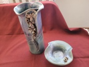 Wazon ceramiczny z miseczką– rękodzieło w stylu Vintage