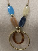 Nowy naszyjnik damski wisior złoty brązowy beżowy niebieski granatowy 