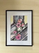 Obraz akwarela ręcznie malowany Róże A4 art