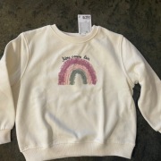 Bluza dziecięca H&M ecru z tęczą haft 110-116 bawełna