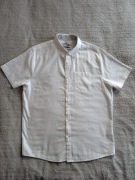 Biała lniana bawełniana koszula z krótkim rękawem Threabare M jak nowa