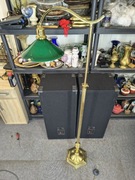 Lampa podłogowa retro / vintage – mosiądz + zielony klosz szklany