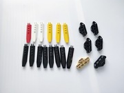 Elementy Lego Technic 32307 i 30407 czarne, białe, czerwone, tan klocki