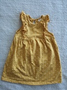 Żółta musztardowa sukienka w kropki groszki falbanki H&M 80 jak nowa